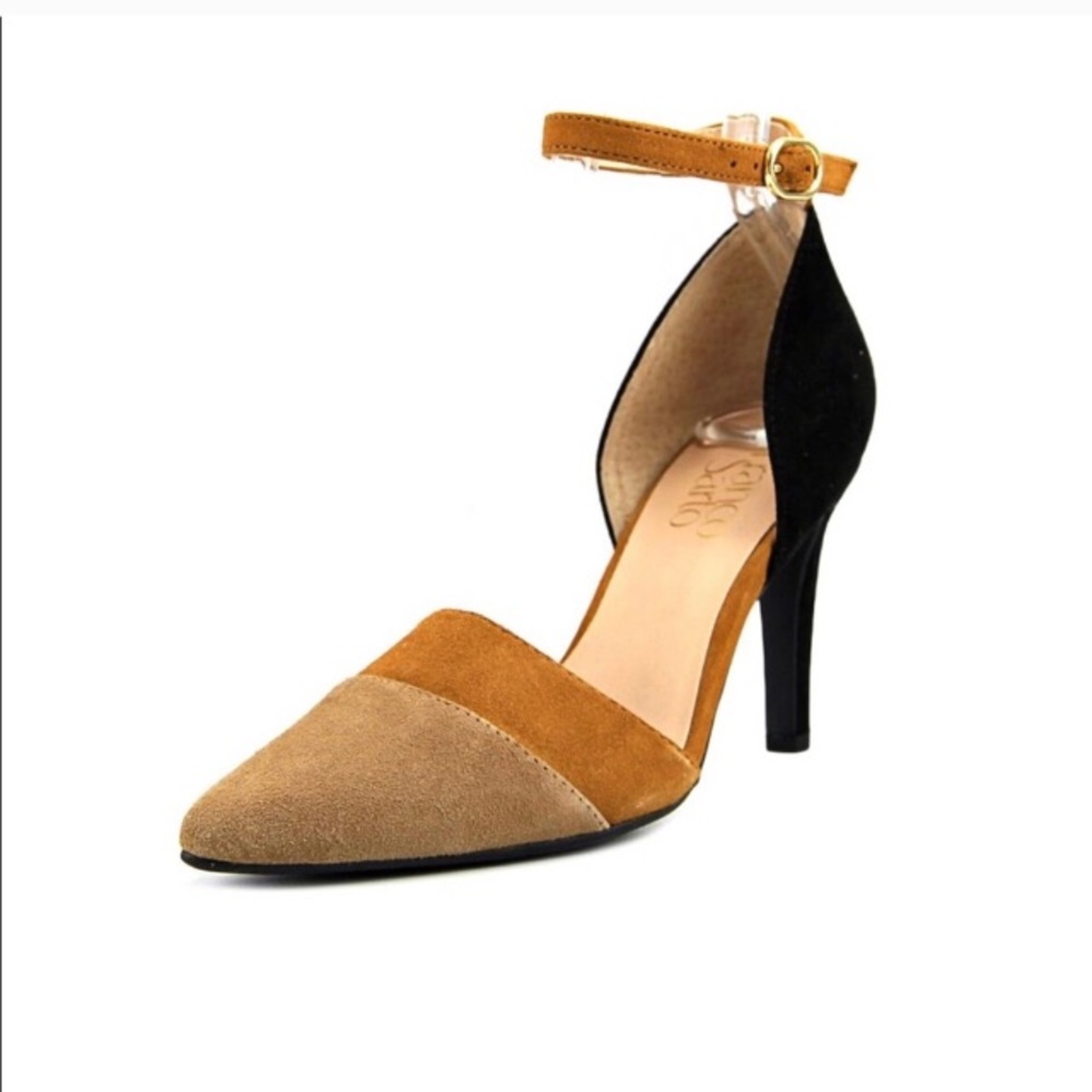 Franco Sarto camel black suede heel  Aiko